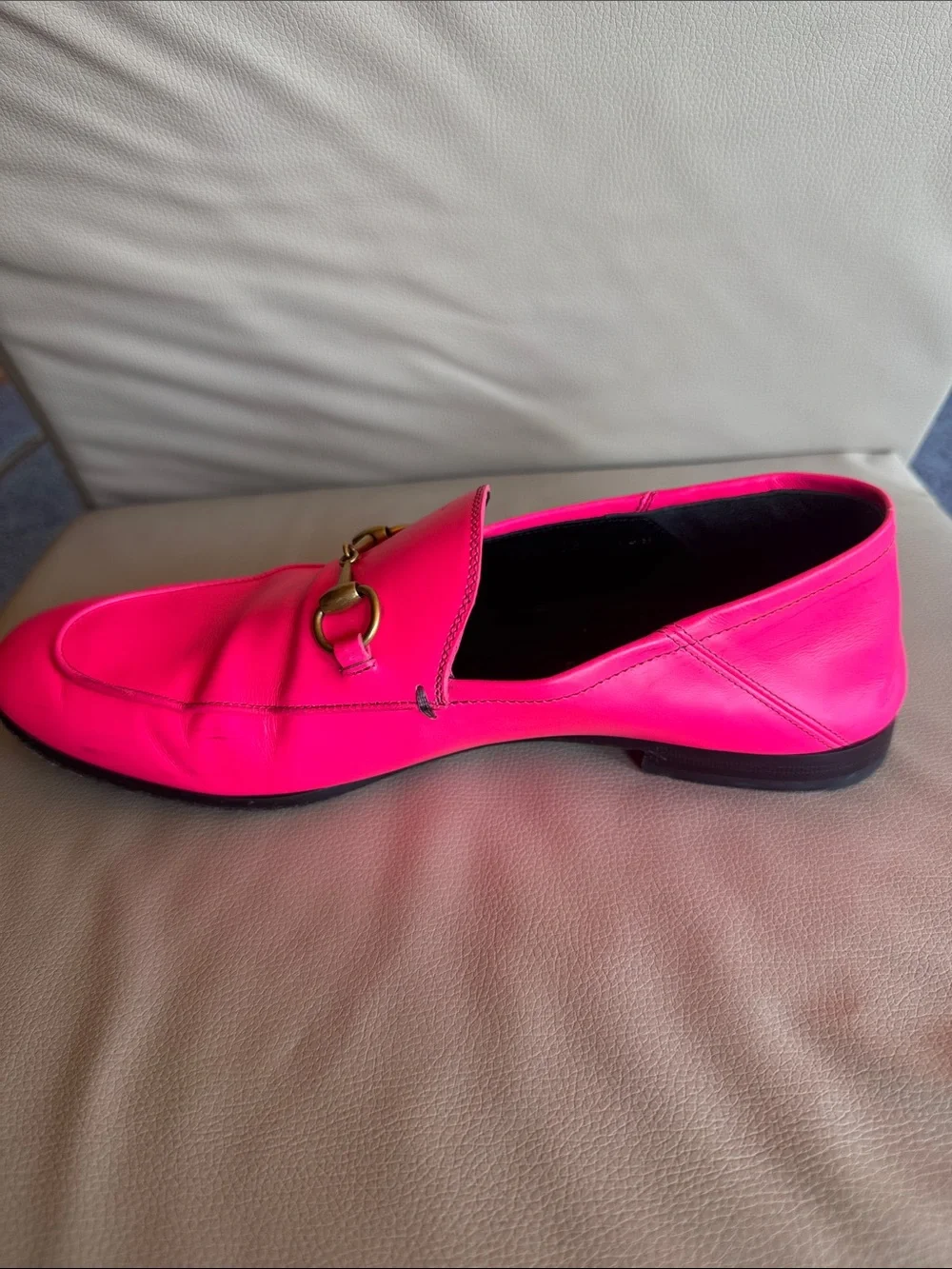 Gucci Women's Hot Pink Leather Horsebit Loafers